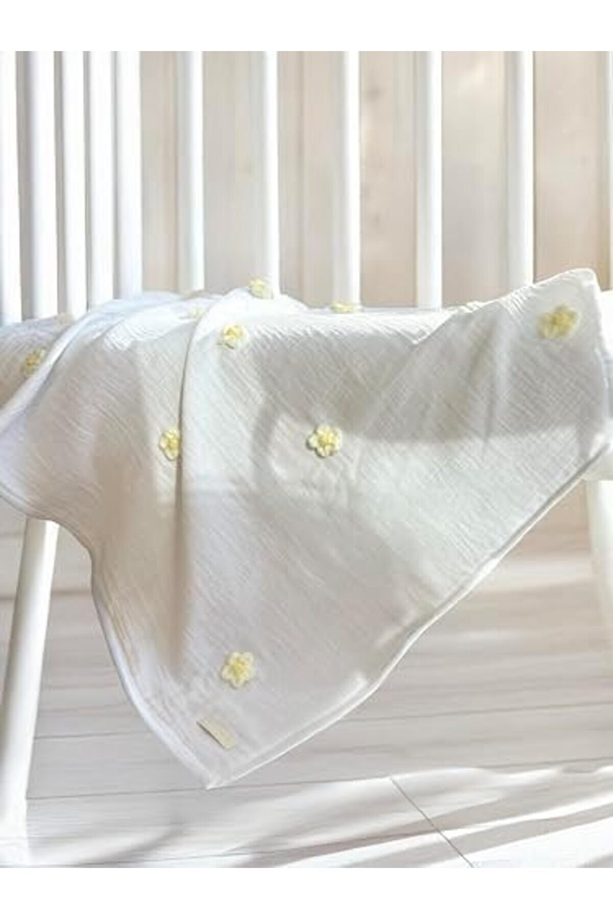 And İşlemeli̇ Dokusu Pamuk Müsli̇n Bebek Battani̇yesi̇ 75X75 Cm (Beyaz) 1014773