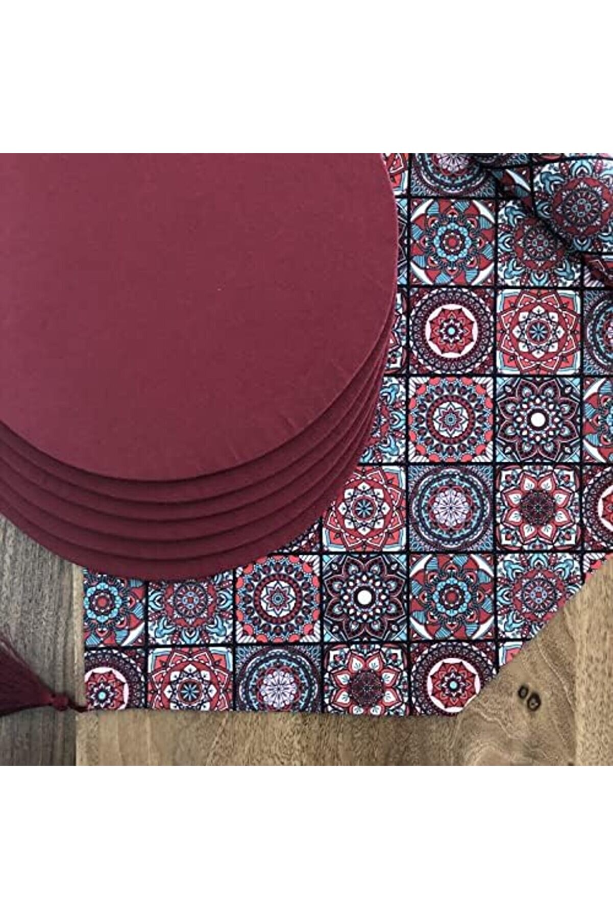 İzmi̇r Servi̇s,6 Lı Supla Ve Runner Bordo Serami̇k Tk 1014773