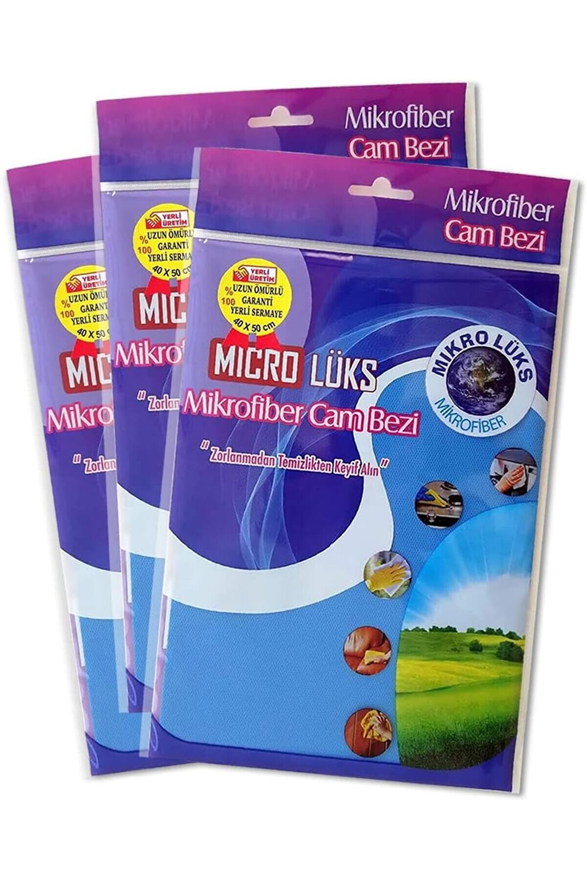 STOREMAX lüks mikrofiber Microlüks Cam Temizlik Bezi 40x50cm (Mavi, 3lü Paket) 1014773
