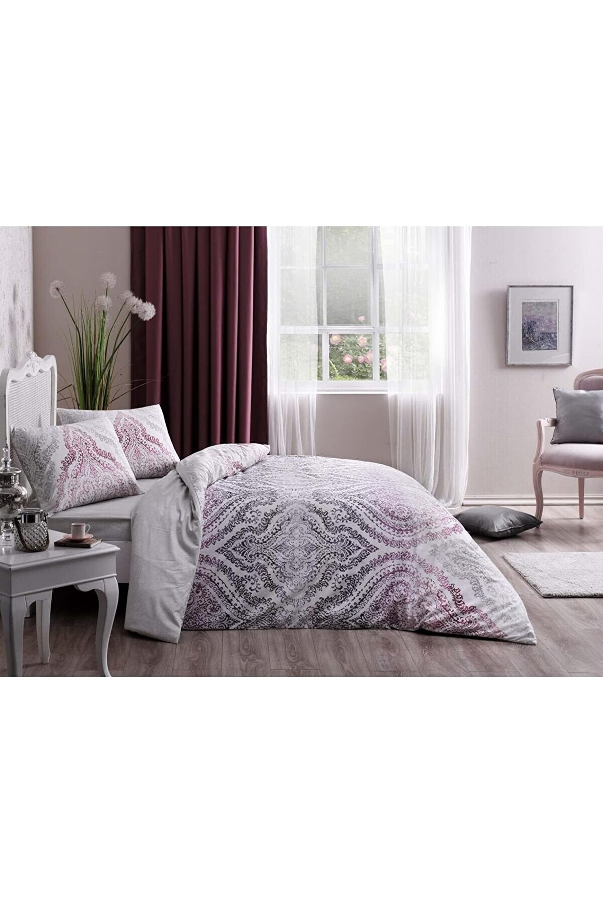 STOREMAX Divina Ranforce Etnik Desenli%100 Pamuk Nevresim Takımı, Lila, Size 1014773