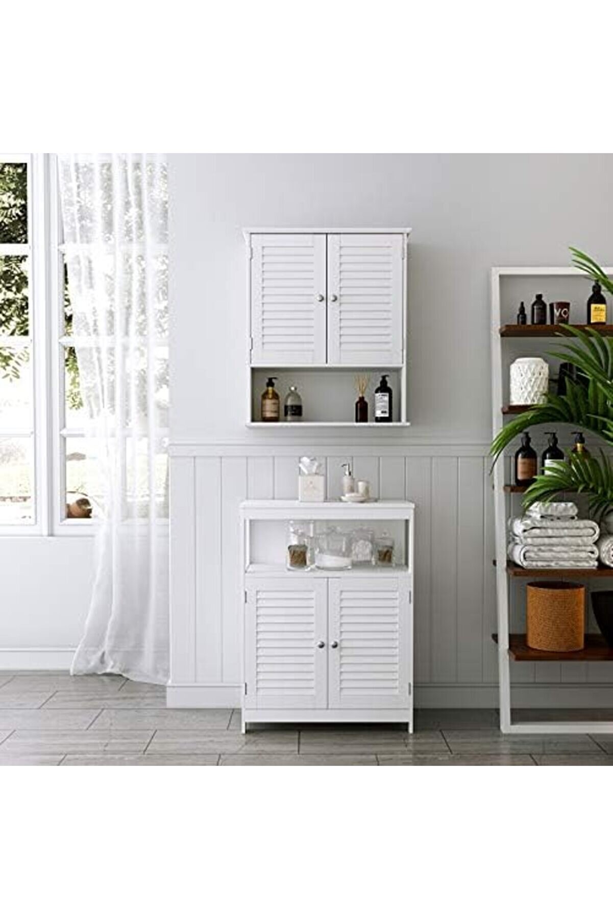 Shpsell Dolabı, Dolap, Ayarlanabi̇li̇r Raflı Ecza Dolabı, Lamel Kapılar Ve Açık Raf, 20 X 60 X 70 Cm,