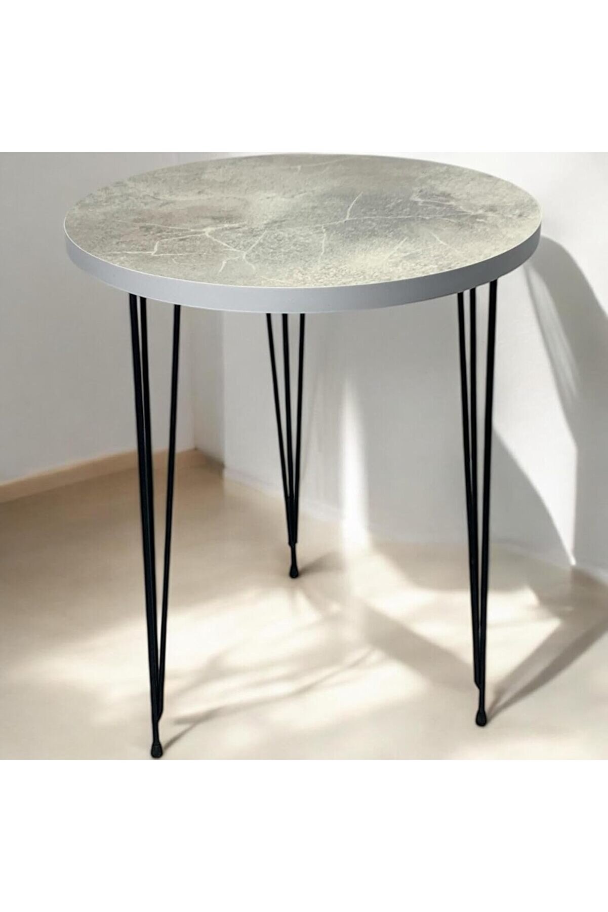 STOREMAX Tekli Yuvarlak Zigon Sehpa (BEYAZ FÜME) Metal Tel Ayak 1014773