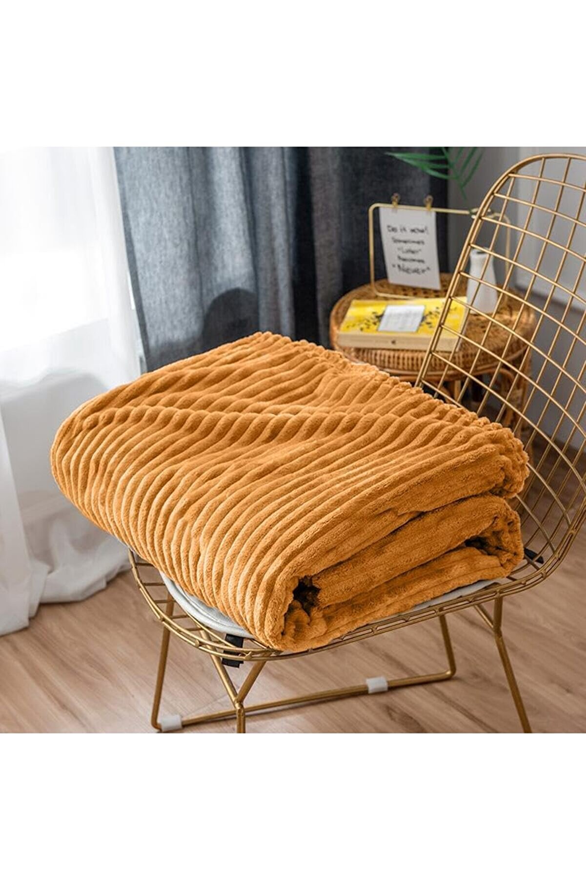 STOREMAX Tek Kişilik Fitilli Yumuşak Dokulu Tv Battaniye 120x170 cm Hardal 1014773