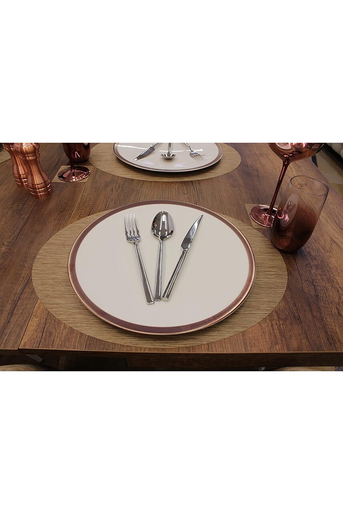 STOREMAX Oval Bambu Desen Kesim Servis 2 adet 35x45 cm 1014773