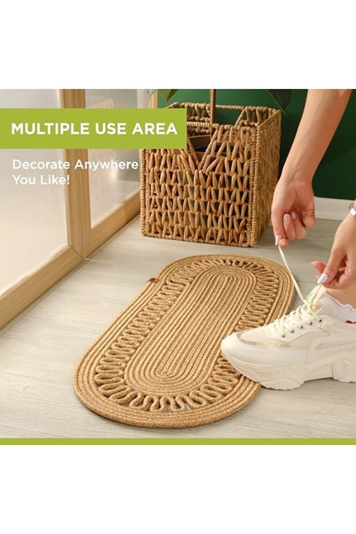 Doğal Jüt Dokuma Masa Örtüsü, Örgülü Sehpa Yolluğu, Oval Masa Örtüsü Yemek Masası Veya Teras İçi̇n (S