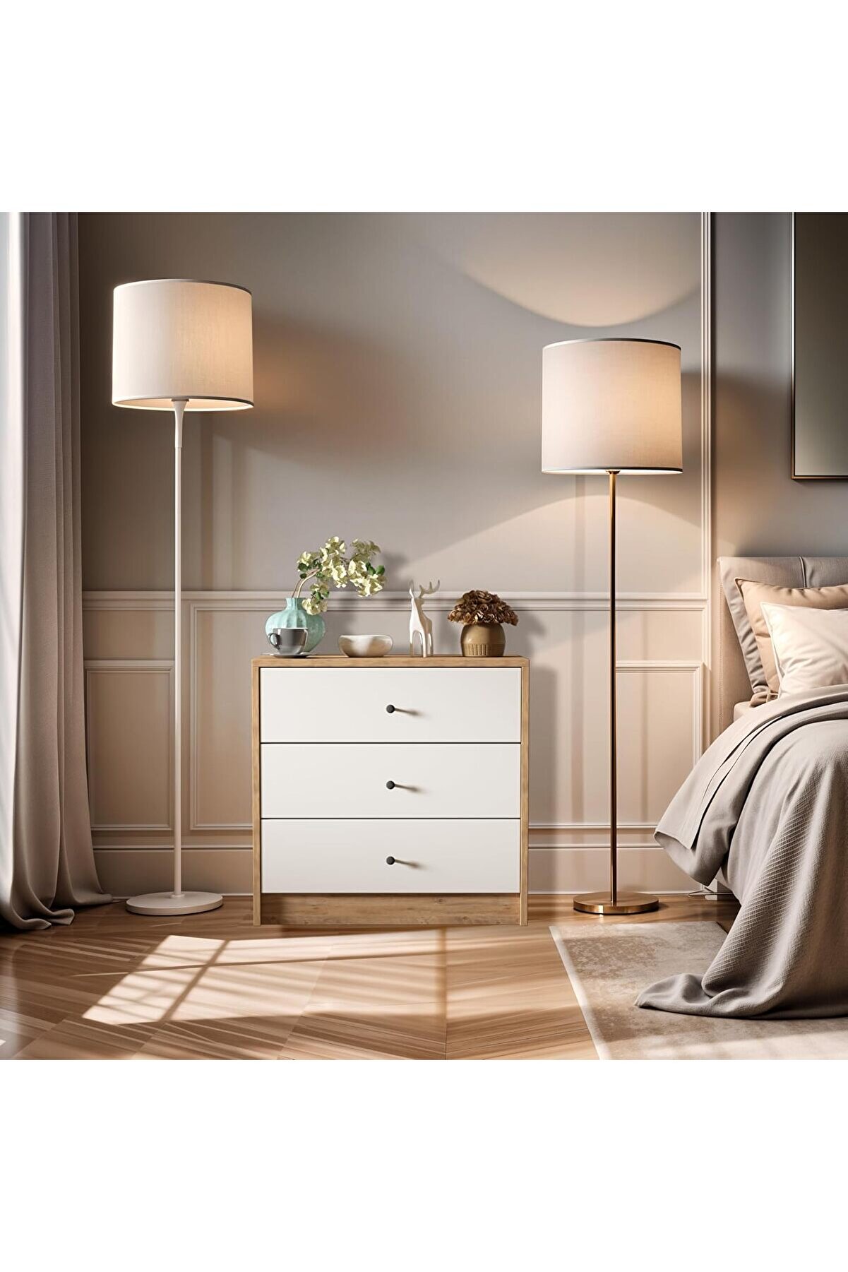 STOREMAX SFR103 CEVİZ-BEYAZ 3 ÇEKMECELİ ŞİFONYER 1014773