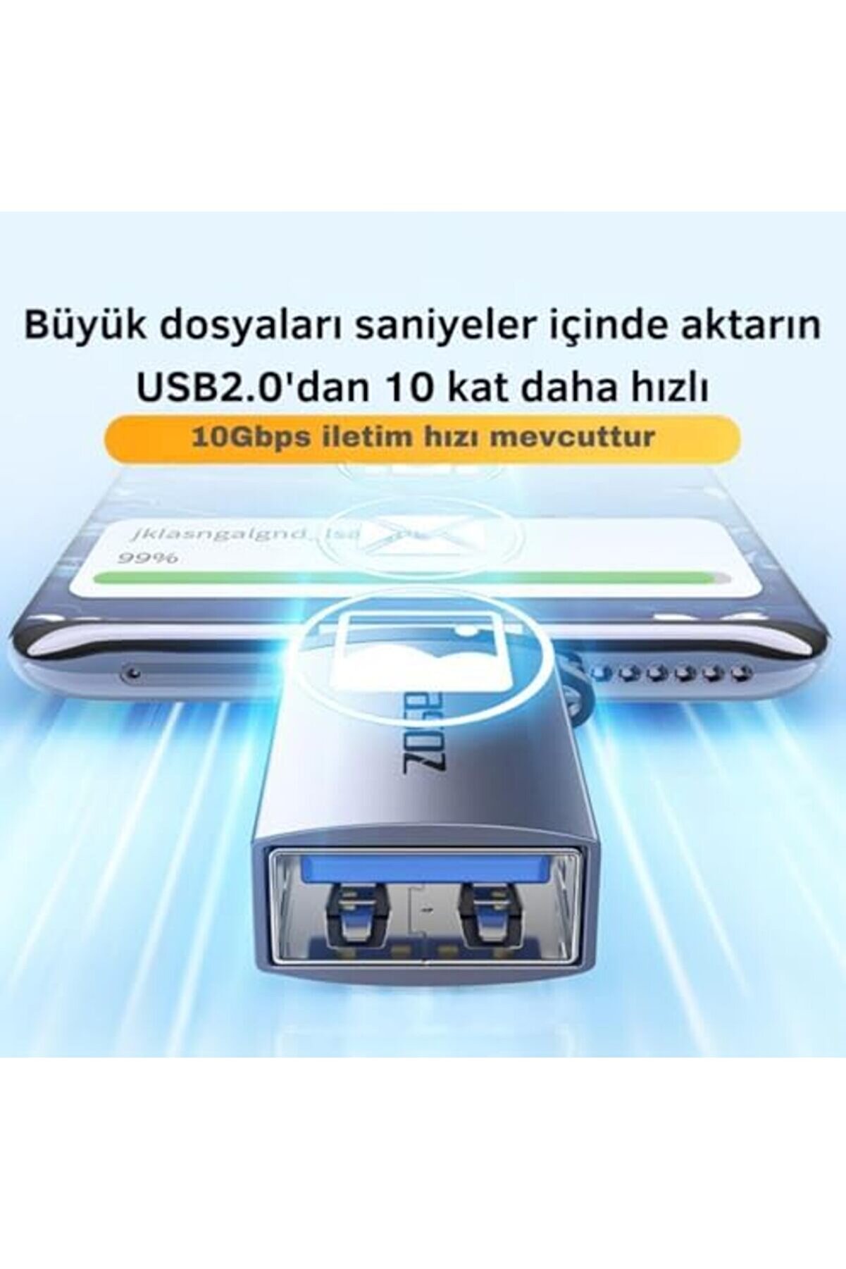 Jazos Type-C To Usb 3.1 Otg D&ouml;n&uuml;şt&uuml;r&uuml;c&uuml;, 10 Gbps Veri̇ Aktarım, Mi̇ni̇ Usb &Ccedil;evi̇ri̇ci̇ 978262