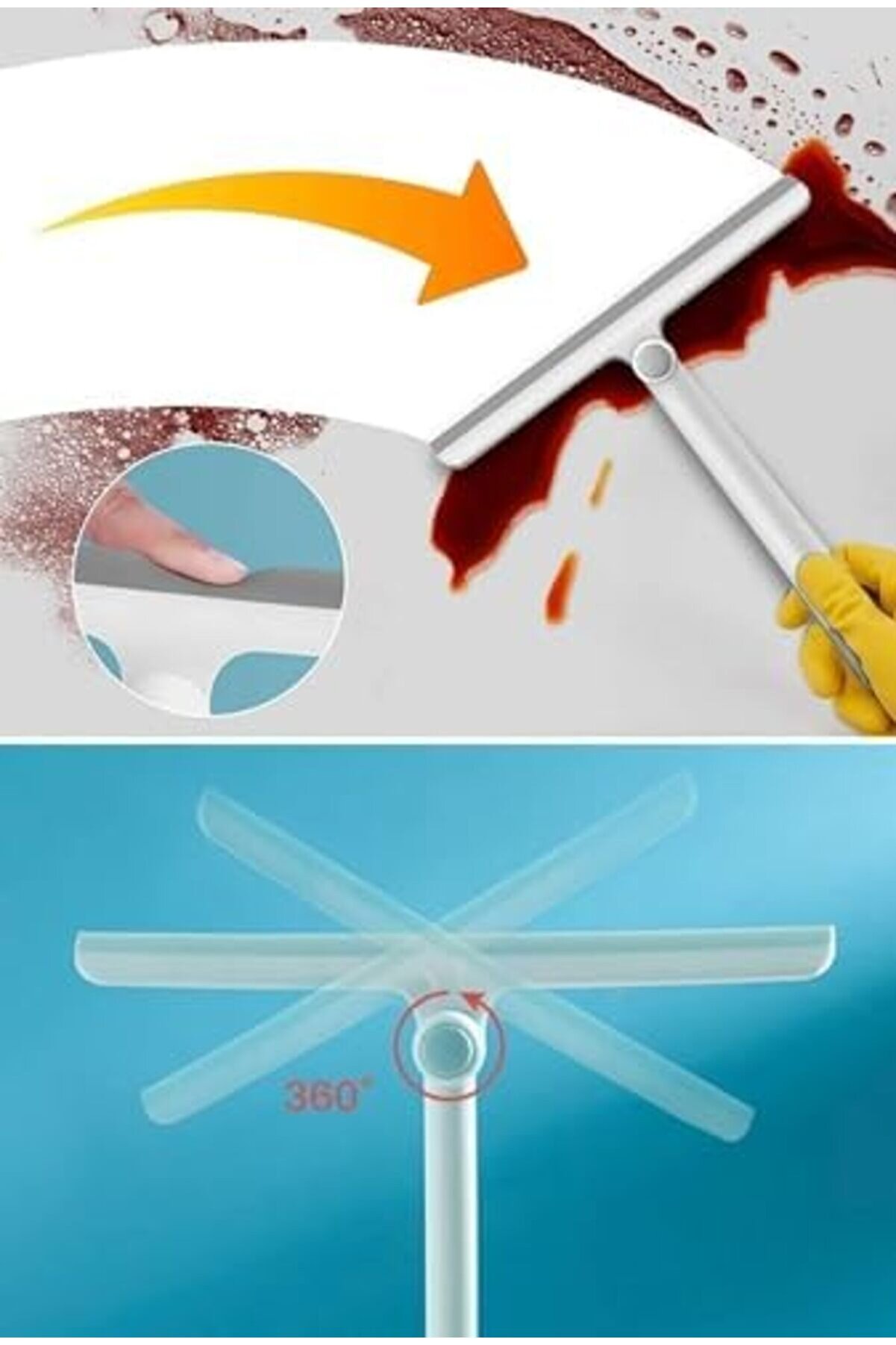 360 Derece Oynar Başlıklı Si̇li̇kon Çekçek, Cam Si̇lme Aparatı Etki̇li̇ Temi̇zli̇k İçi̇n Esnek Tasarım 101