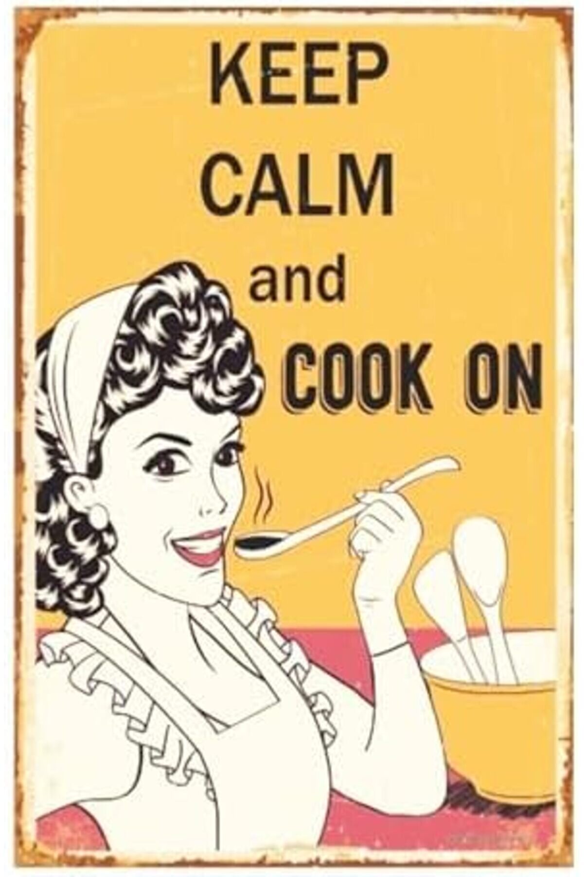 Svngsphereshop Kuşe Kağıt Duvar Posteri̇ Keep Calm And Cook On Retro Vi̇ntage Drtr0029 Svngsphereshop