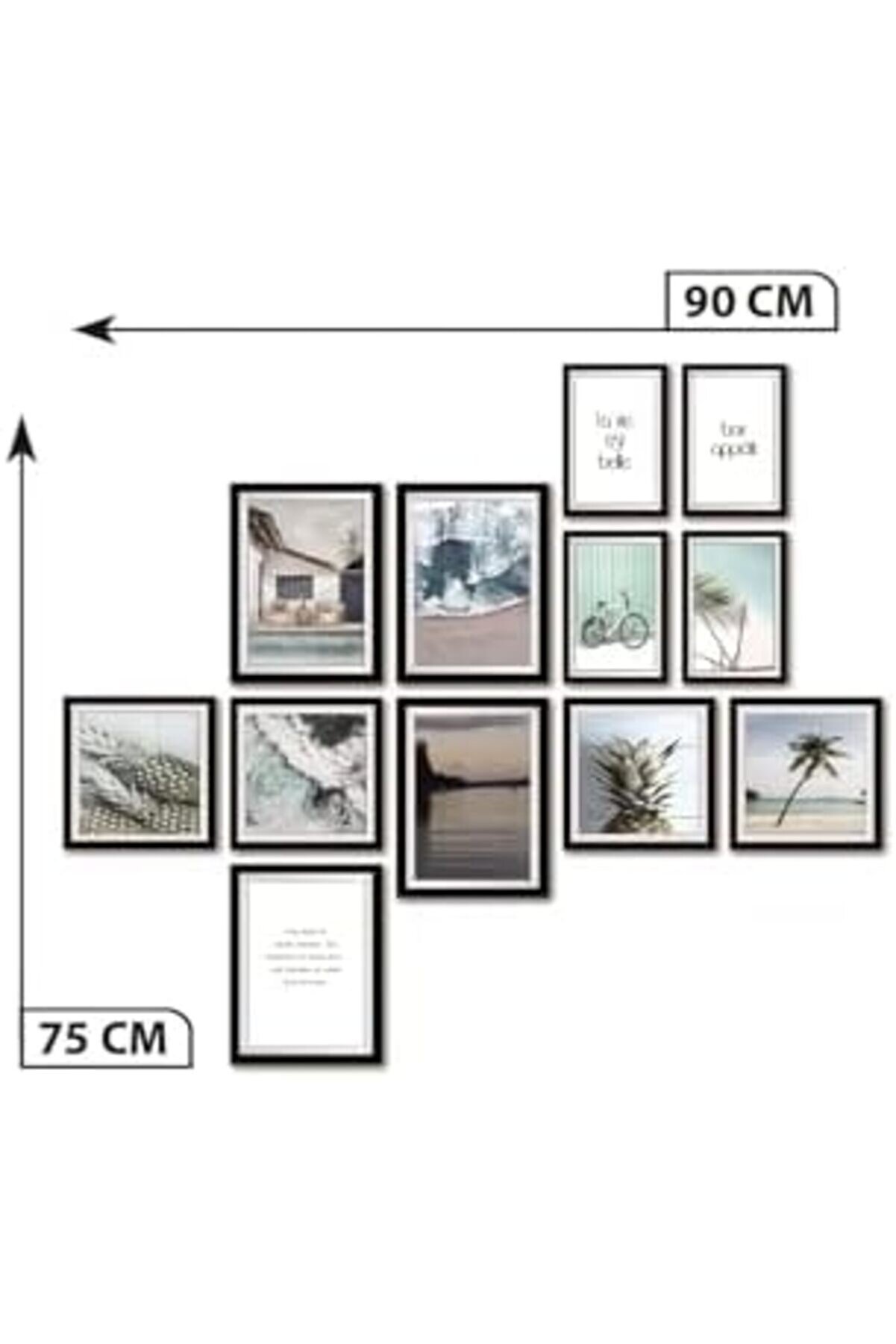 12 Parça Dekorati̇f Mdf Tablo Seti̇ Çerçeve Görünümlü Dekolıadkj