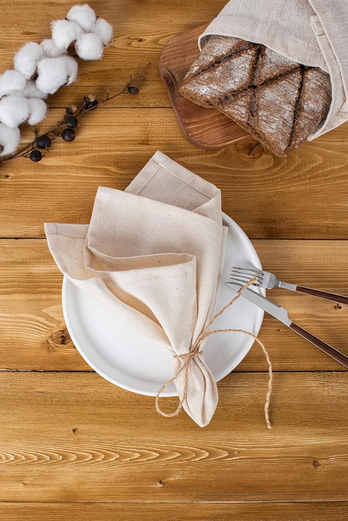 STOREMAX 8'li Düz Otantik Peçete Setleri (Krem) 1014773