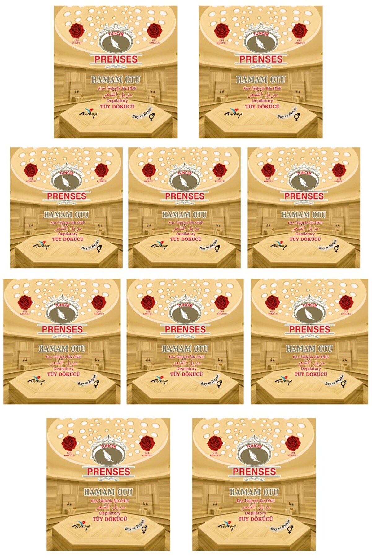 Prensess Prenses Gül Kokulu Tüy Dökücü Toz - Hamam Otu 150gr X 10 Paket Kötü Koku Içermez