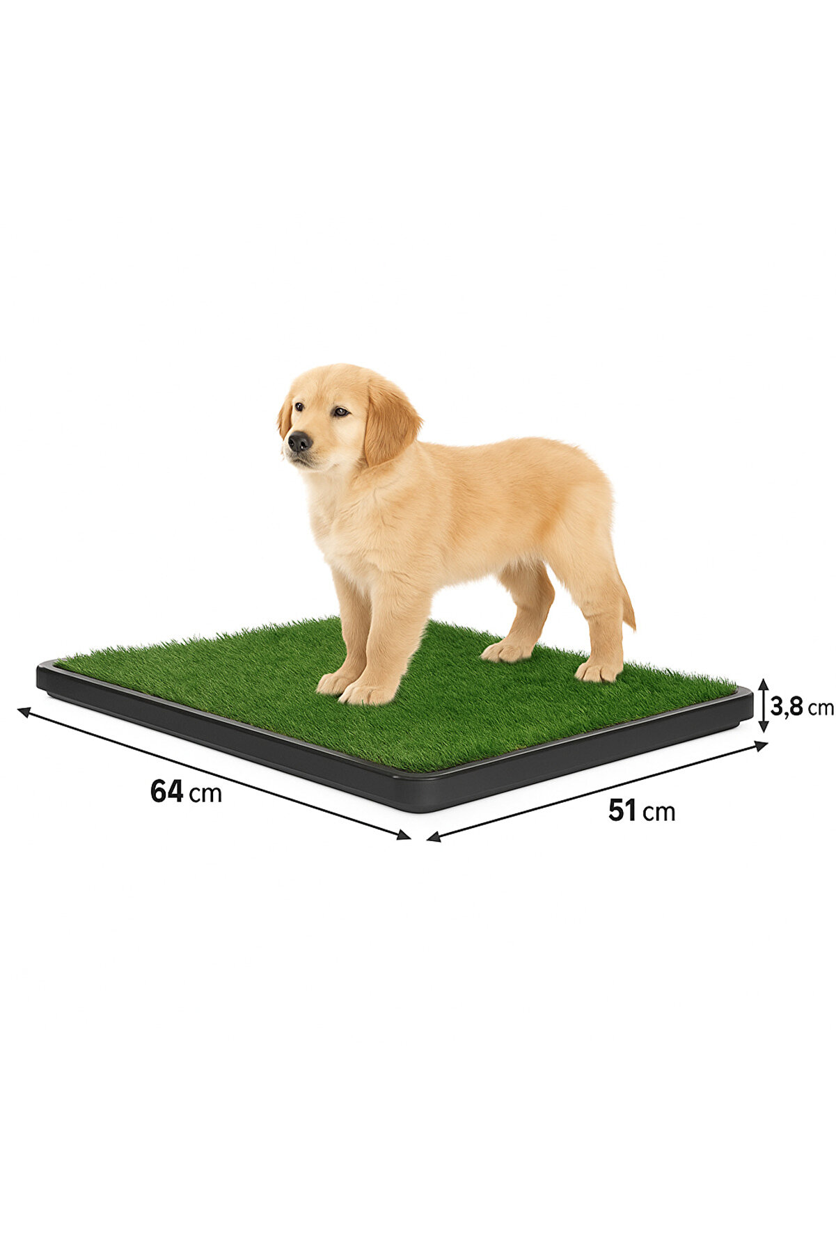 TRENDMEN Büyük Boy 3 Katmanlı Köpek Tuvalet Eğitim Pedi – Suni Çim Zeminli, Kolay Temizlenebilir (64x51 cm)
