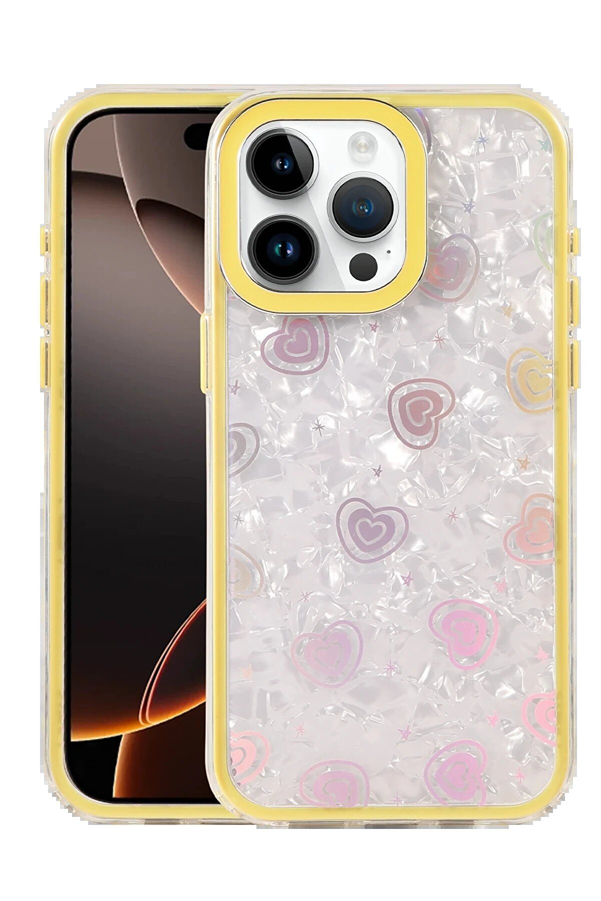 Fırsatkoli̇k Apple İphone 14 Pro Max Lumi̇ Desenli̇ Kapak - Sarı-(5796)