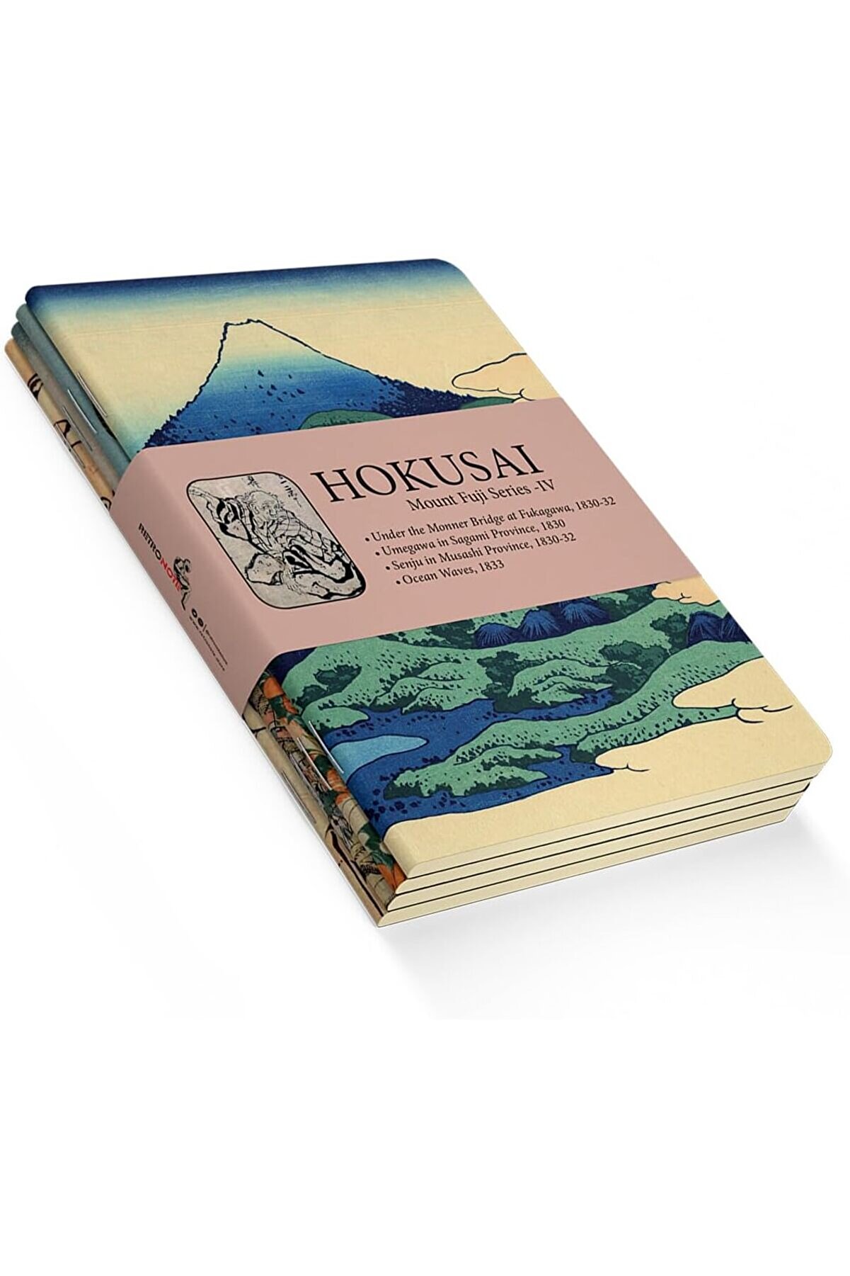 STOREMAX shopverse Mount Series IV - A5, Hokusai 4'lü Defter Seti IV, Çizgisiz, Toplam 256 Sayfa, Her bi