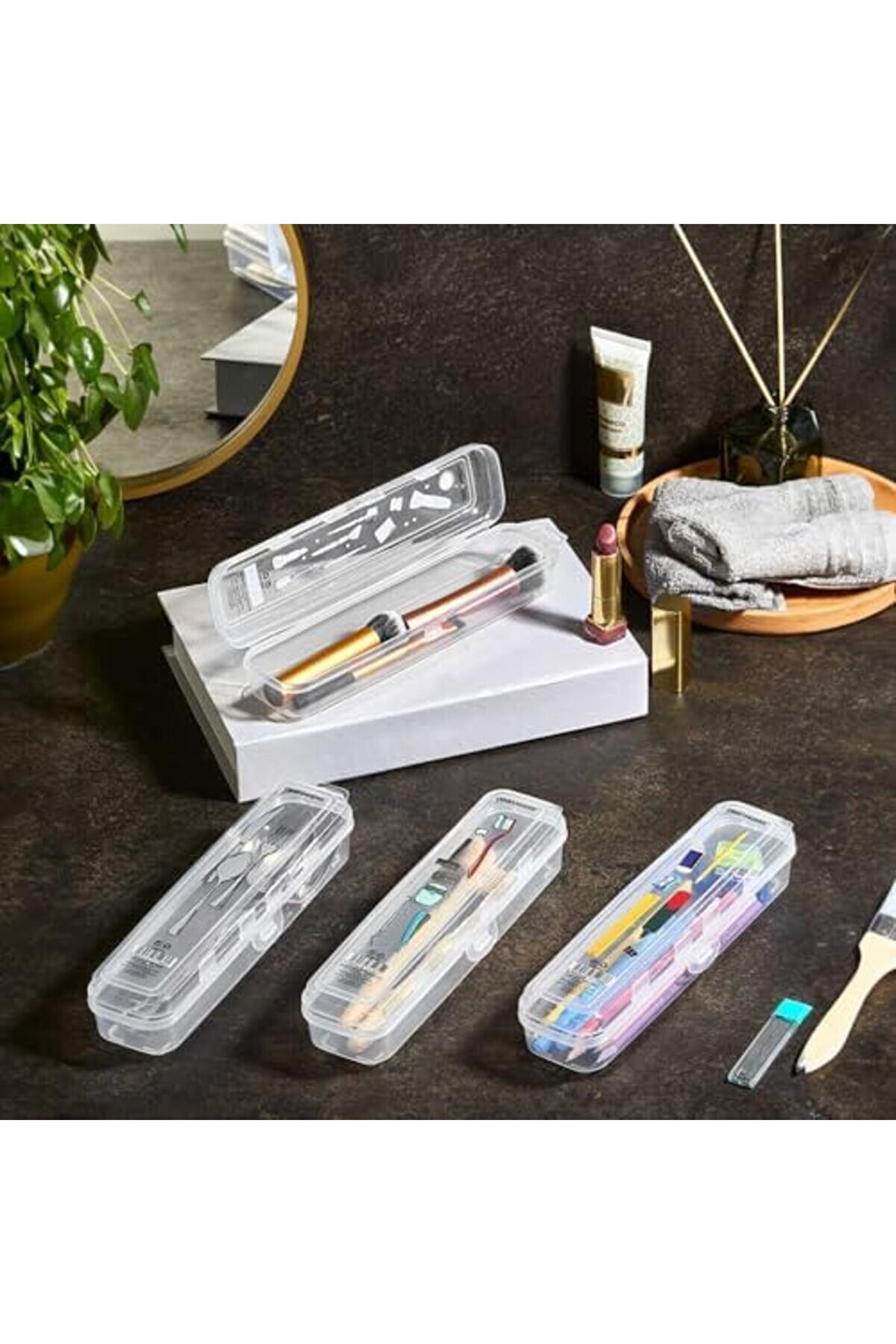Multi̇fi̇x Çok Amaçlı 4 Lü Di̇ş Traş Makyaj Aksesuar Kutusu Kalemli̇k Çatal Bıçak Saklama Kutusu 117571