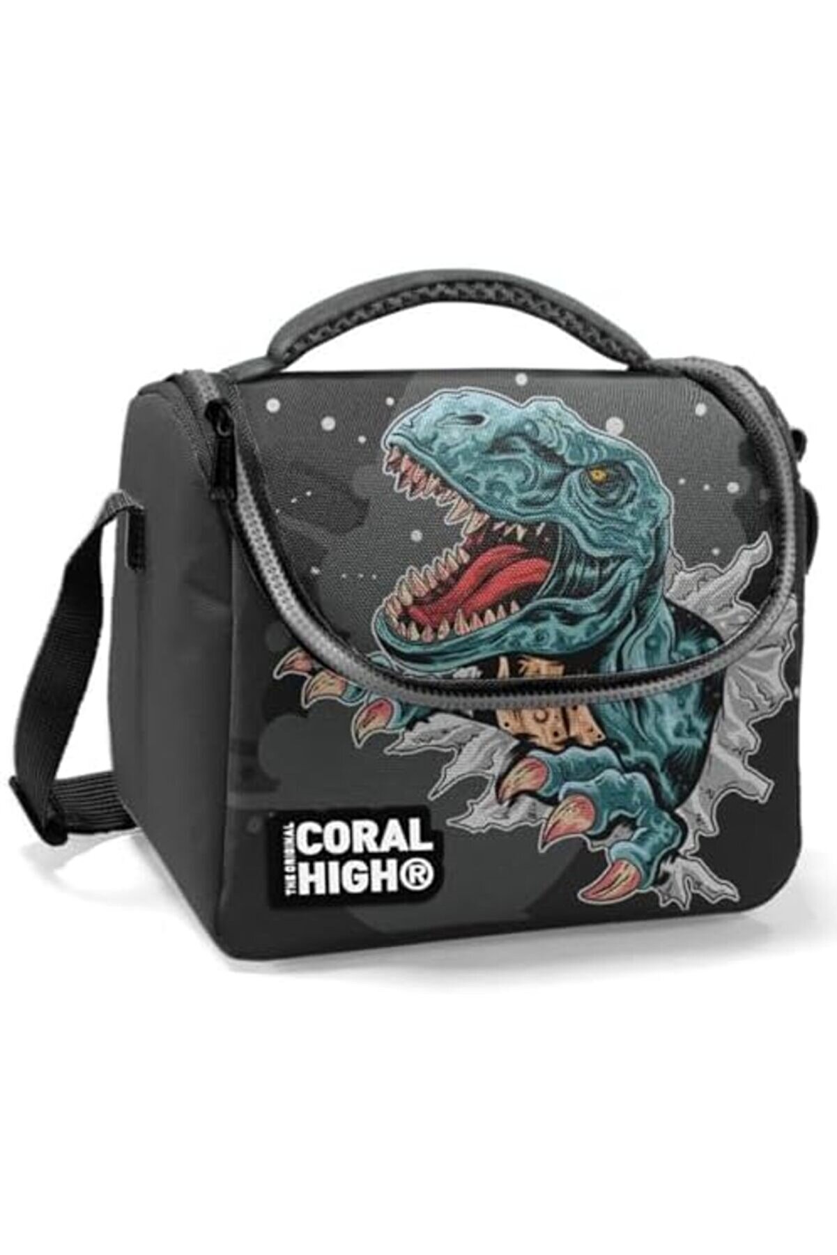 Modashi̇ne Erkek Okul Okul Beslenme Çantası - Si̇yah Gri̇ Di̇nazor - Astarlı Modascope 1014773