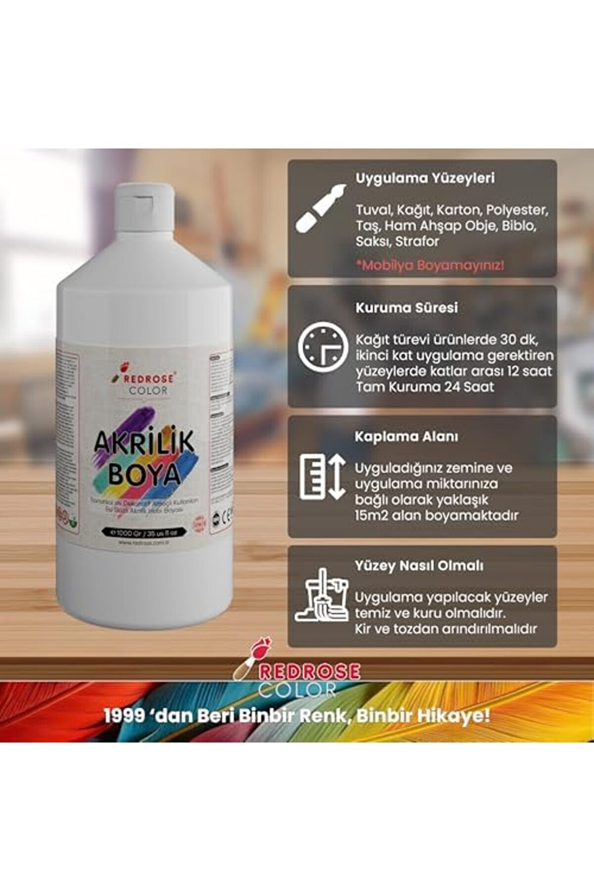 Modashi̇ne Rose Beyaz Akri̇li̇k 1000 Gr Modascope 1014773