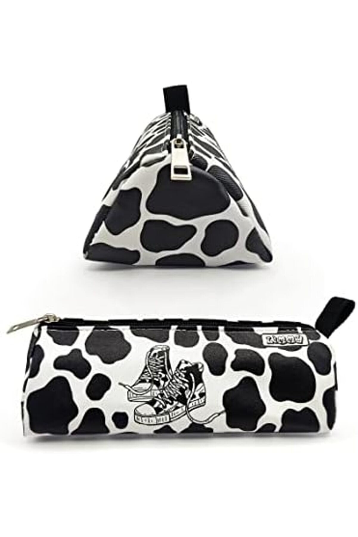 Kalem Kutusu İnek Desenli̇ Ayakkabı Detaylı Üçgen Kalemkutu Jumbo Vegan Deri̇ Kalemli̇k - Si̇yah 117571