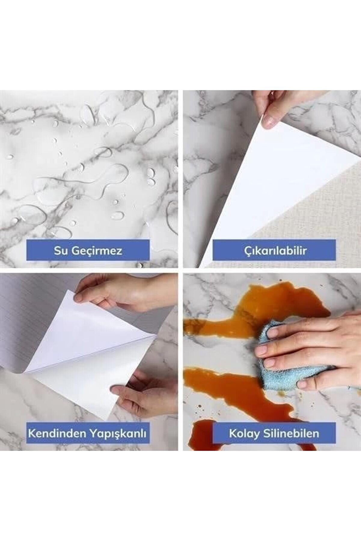 Modashi̇ne X 60 Cm Mermer Desenli̇ Masa Tezgah Mutfak Su Geçi̇rmez Yapışkanlı Folyo Modascope 1014773