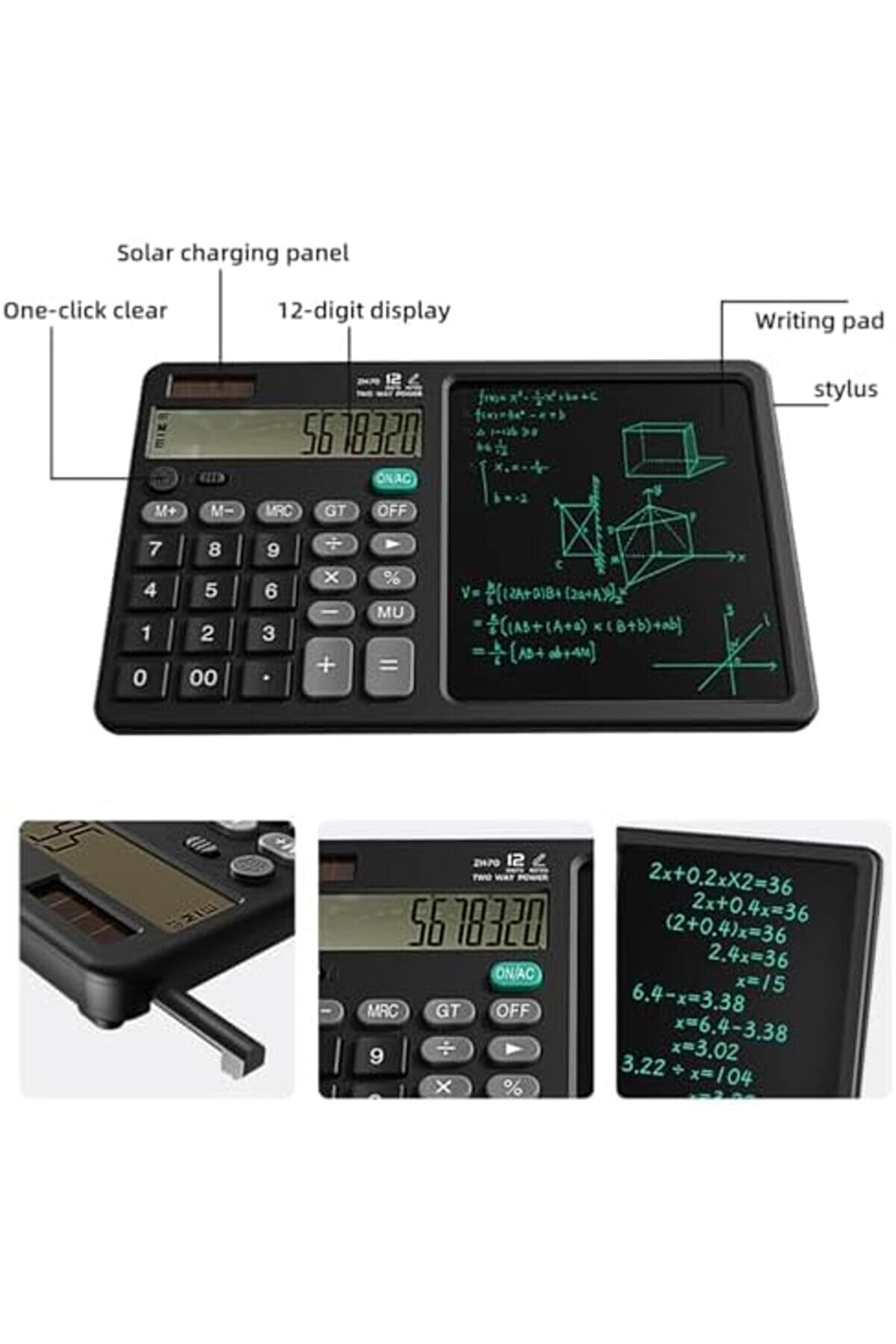 Modashi̇ne El Yazma Lcd Not Defteri̇ İle 12 Basamaklı Masaüstü Hesap Maki̇nesi̇. Ofi̇s, Okul, Ev İçi̇n Gün