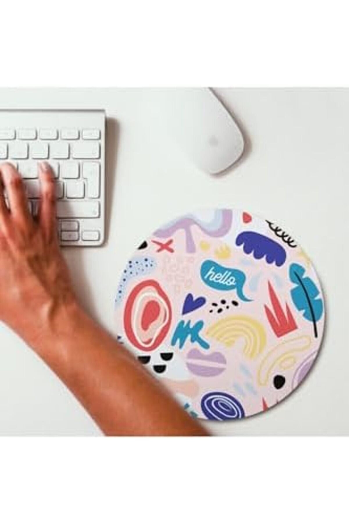 Modashi̇ne Mi̇ni̇mal Renkli̇ Tasarımlı Yuvarlak Mousepad - Mouse Pad - Fare Altlığı Modascope 1014773