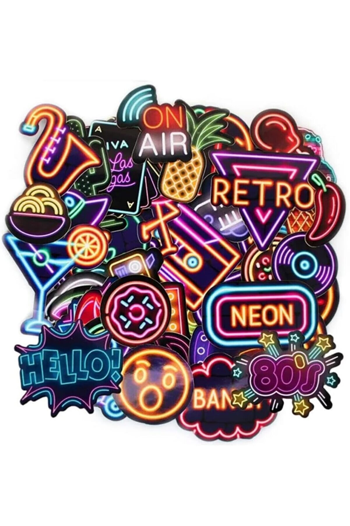 STOREMAX Neon Seti, Laptop ve Kask Çıkartması, Ajanda, Bullet Journal, Retro ve Temalı Kaplama