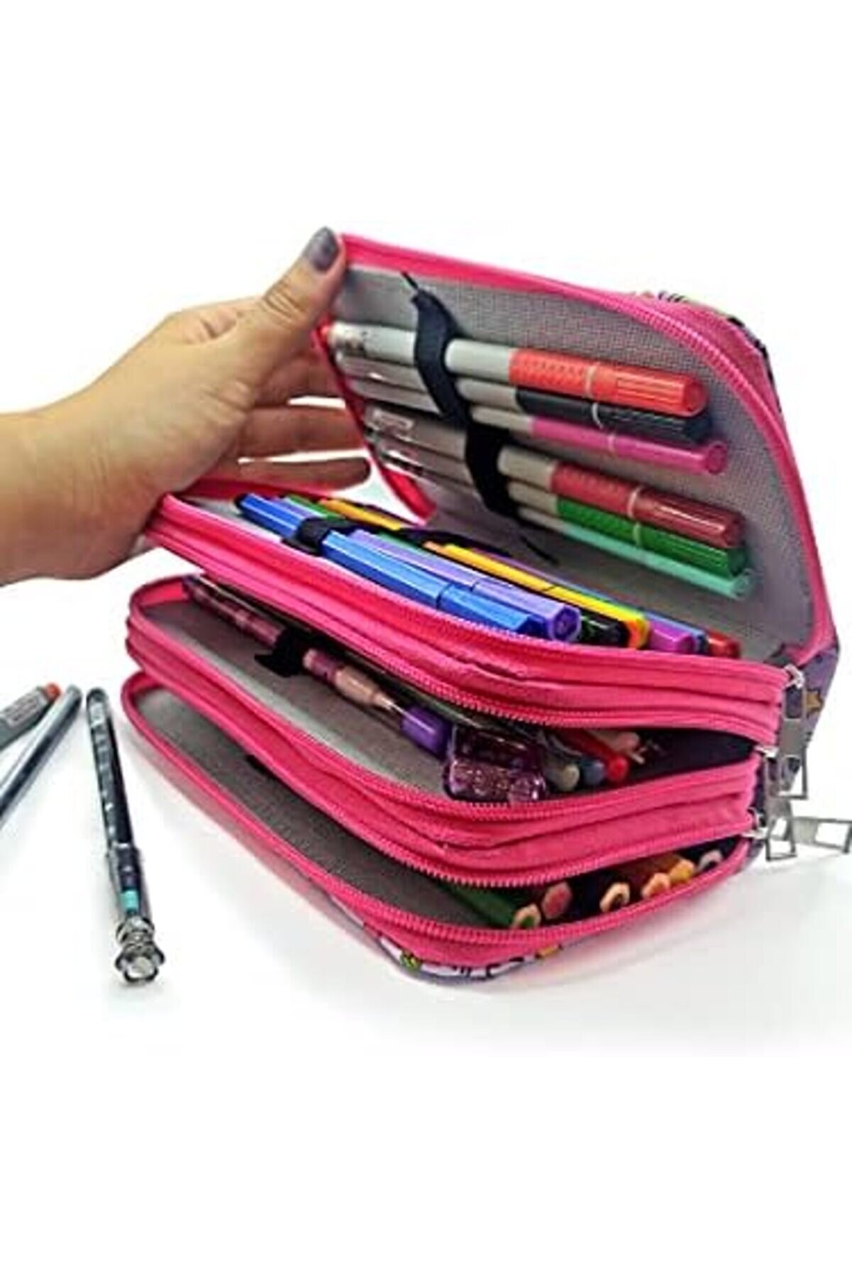 Mrtshoppng Kutusu Wow Oops Boom Smi̇le Desenli̇ Organi̇zer Vegan Deri̇ Üç Bölmeli̇ Mrtshoppng 542093