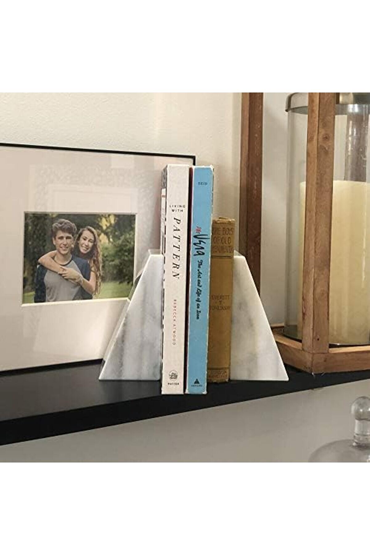 Run &Uuml;&ccedil;gen%100 Ci̇lalı Beyaz Mermer Ki̇tap Destekleri̇