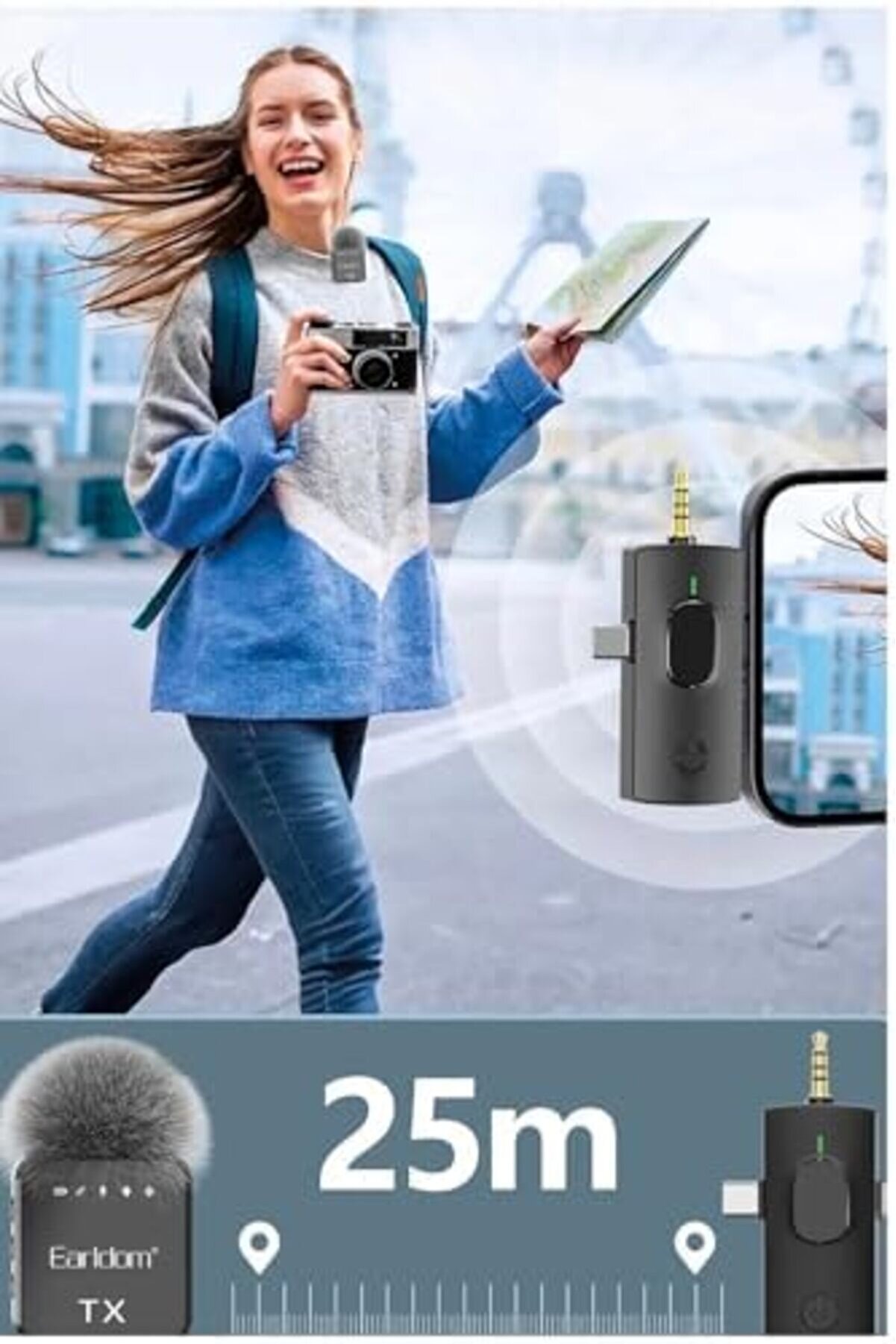 Modashi̇ne Mc12 Tekli̇ Mi̇krofonu, Kablosuz, Tak &Ccedil;alıştır, Profesyonel Ses Kaydı, Si̇yah Modascope 10147