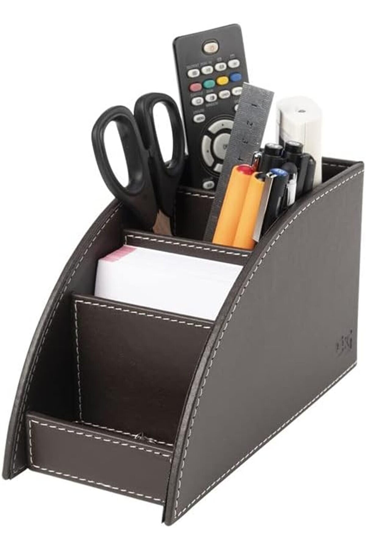 STOREMAX Kumandalık Deri Masaüstü Organizer 4 Gözlü 21,5X10X12,5 cm