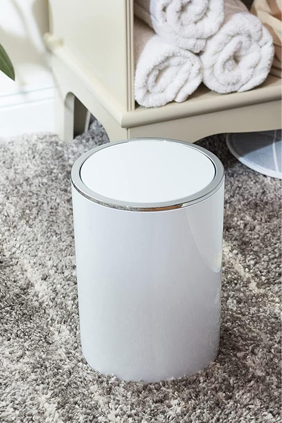 STOREMAX modashine Çöp kovası beyaz (İnca model) 25.5 x 18.5 cm modascope 1014773