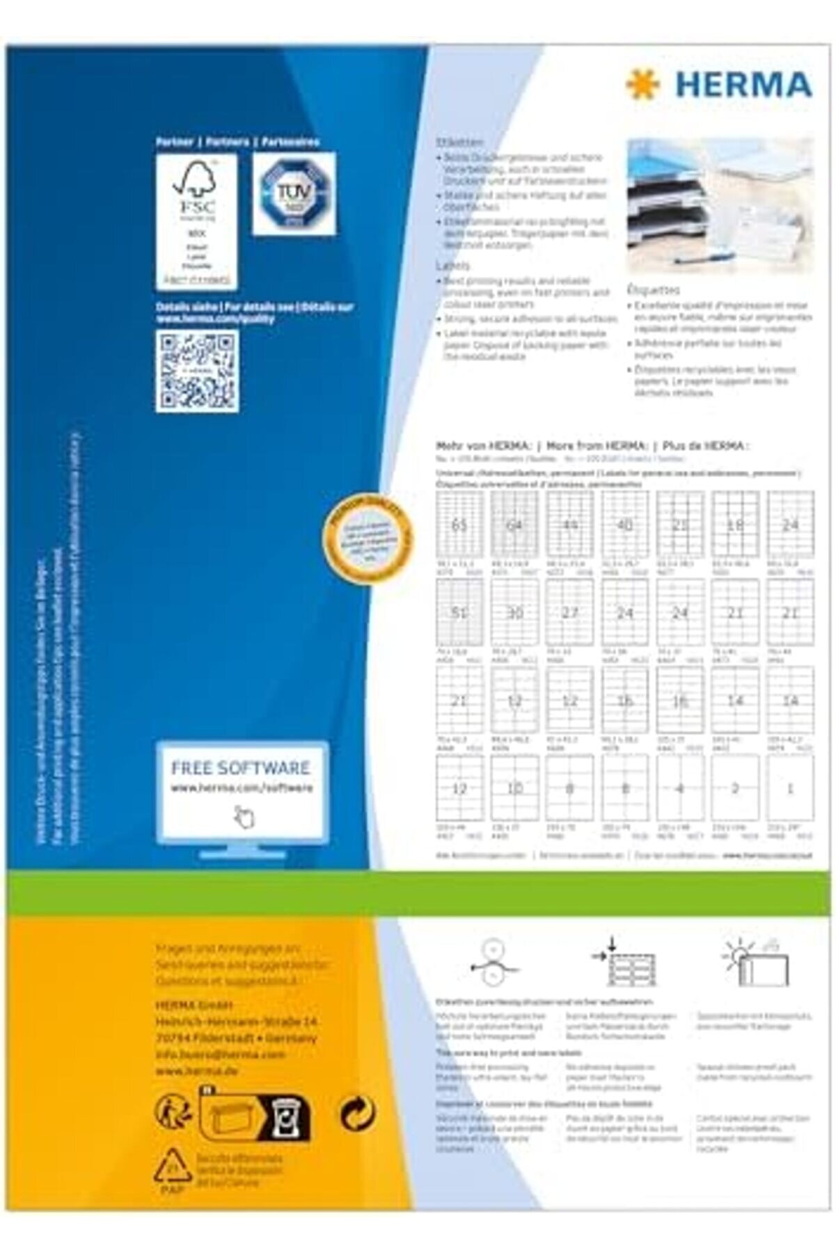 Modashi̇ne 4453 Adres Eti̇keti̇, 100 Yaprak, 70 X 36 Mm, A4 Yaprak Başına 24 Adet, 2400 &Ccedil;ıkartma, Kendi̇