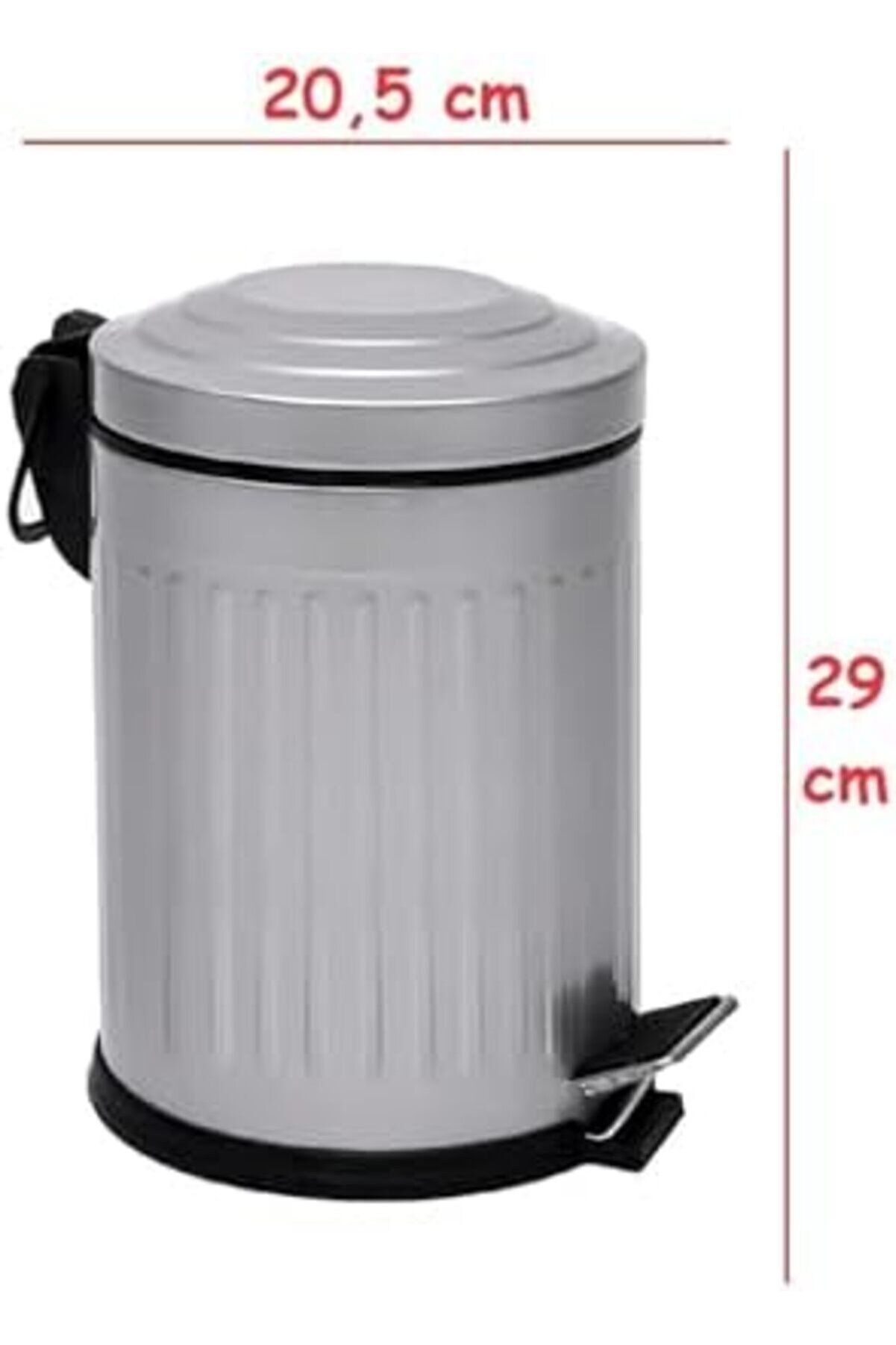 5-12- 16 Lt Vi̇ntage Seri̇si̇ Amorti̇sör Kapaklı Çöp Kovası (Banyo - Mutfak - Tuvalet - Balkon) (Gri̇, 5