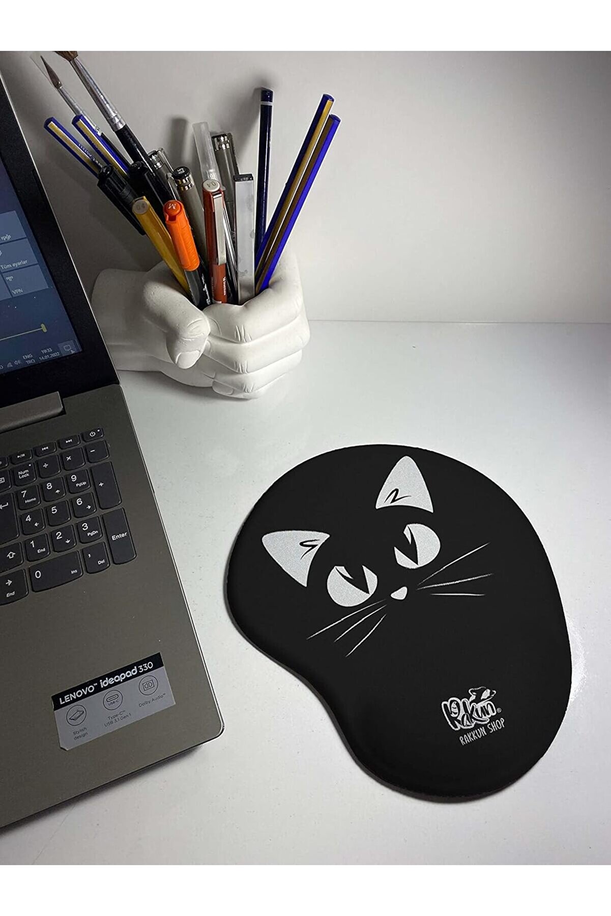 STOREMAX modashine - Siyah Beyaz Kedi Baskılı Bilek Destekli Mouse Pad modascope 1014773