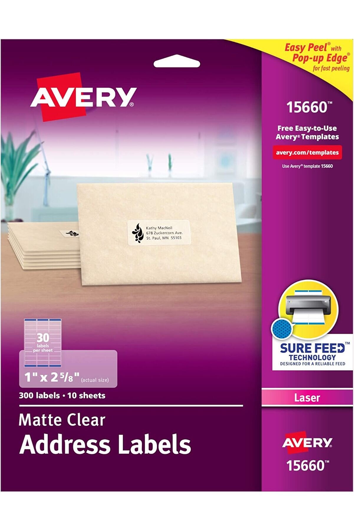 STOREMAX modashine Mat Buzlu Şeffaf Etiket Yazıcı için, 1" x 2-5/8", 300 Etiket (15660) modascope 1014773