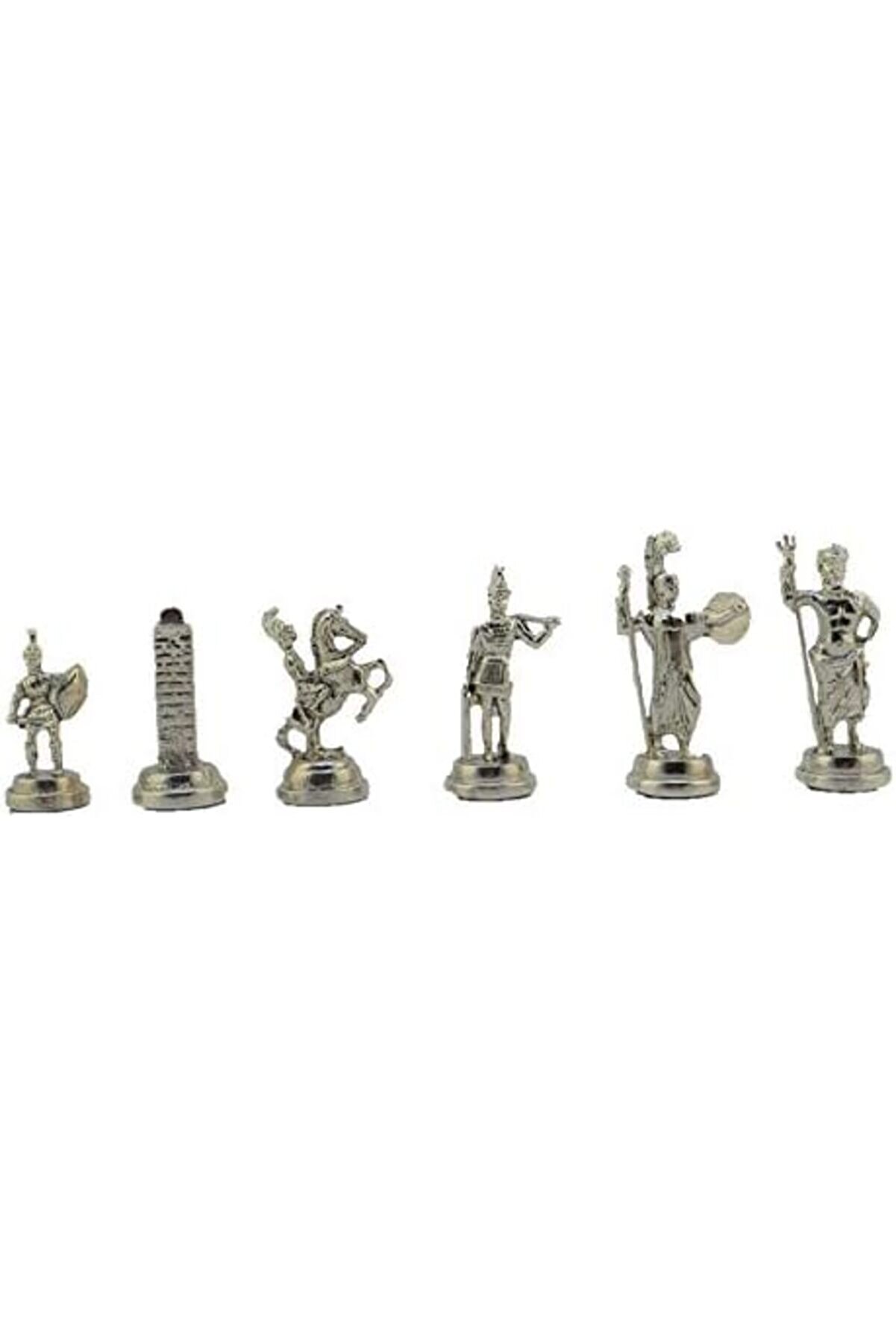 Mrtshoppng Orta Boy Metal Yunan Satranç Takımı Parlak Ve Desenli̇ Sandıklı Mdf Tahtası (36X36X6 Cm.)