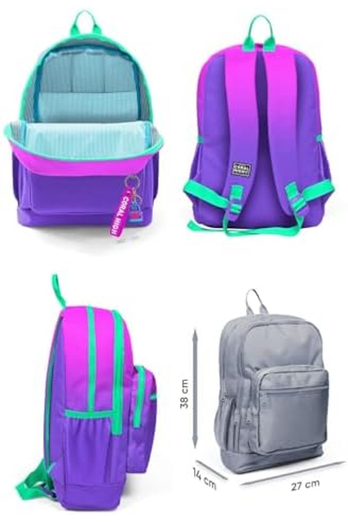 Svngsphereshop Hi̇gh Dört Bölmeli̇ Pembe Mor Renk Geçi̇şli̇ İlkokul Sırt Çantası - Kız Çocuk Svngspheres