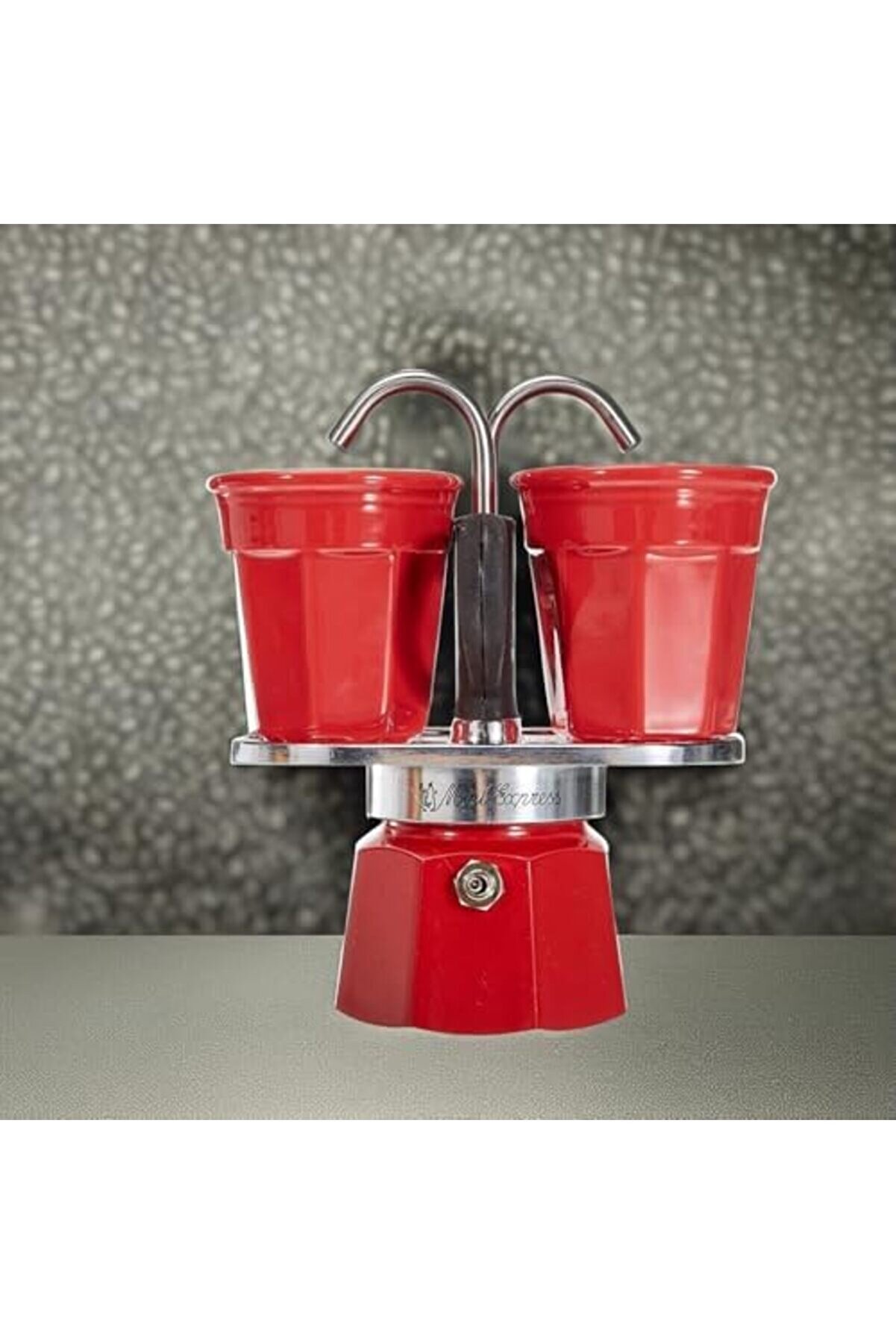 Modashi̇ne - Set Mi̇ni̇ Ocak Üstü Espresso Pi̇şi̇ri̇ci̇ + 2 Cups - Renk Kırmızı Modascope 1014773