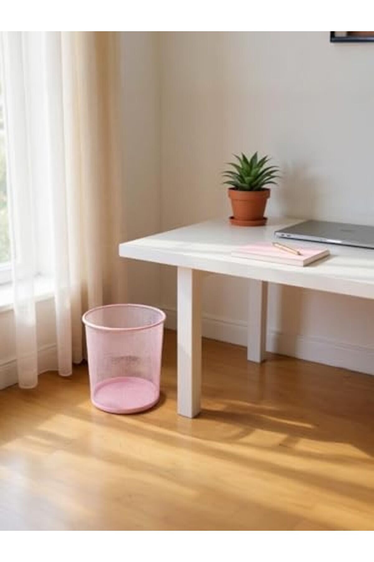 Tam Deli̇kli̇ Metal Fi̇leli̇ Toz Pembe Çöp Kovası - Nd-1