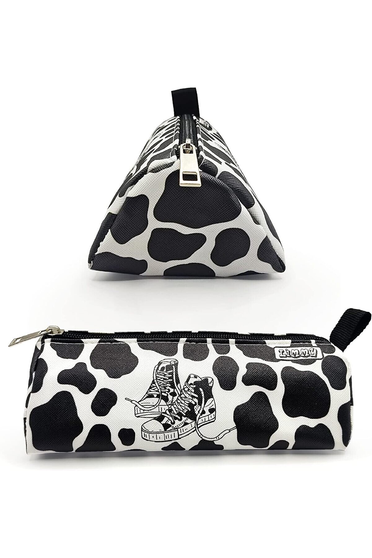 STOREMAX Kalem Kutusu İnek Desenli Ayakkabı Detaylı Üçgen Kalemkutu Jumbo Vegan Deri Kalemlik - Siyah 117571