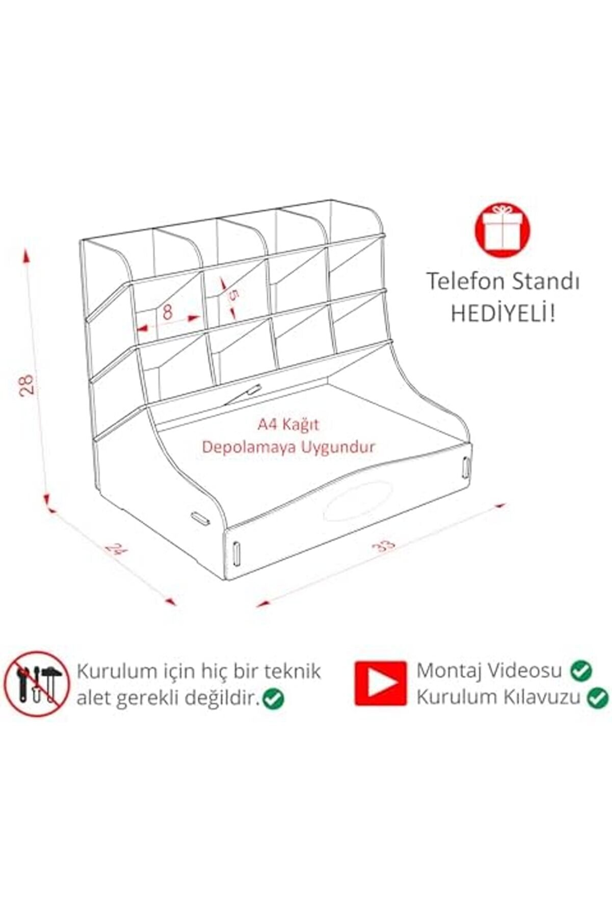 Modashi̇ne Chamber 12 Gözlü Büyük Boy Masaüstü Düzenleyi̇ci̇, Masaüstü Organi̇zer Çekmeceli̇ A4 Evrak Raf