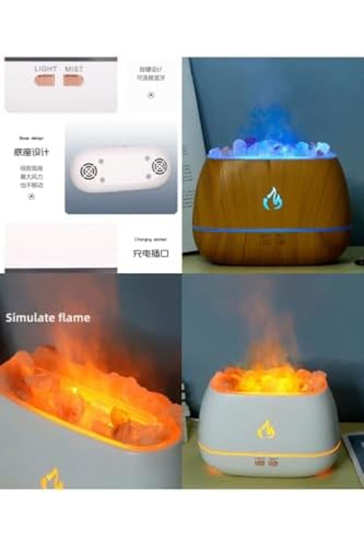 Modashi̇ne Hava Nemlendi̇ri̇ci̇ Tuz Lambalı Tuz Hedi̇yeli̇ Humi̇di̇fi̇er 260 Ml Salt Lamp Ultrasoni̇k Gece Lam