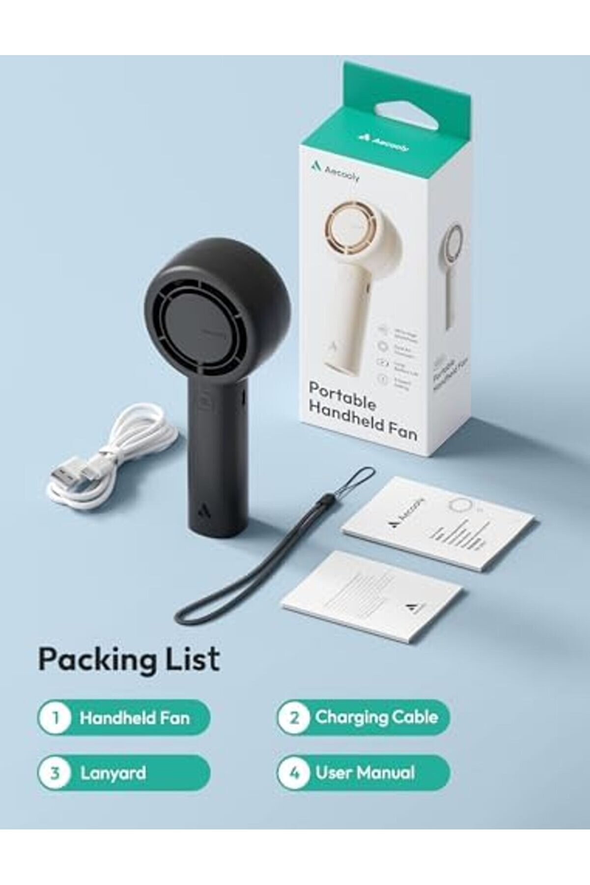 Taşınabi̇li̇r Taşınabi̇li̇r Turbo Fan [16H Maksi̇mum Soğutma Süresi̇], 5 Hızlı Usb Şarj Edi̇lebi̇li̇r Mi̇ni̇ Ki̇