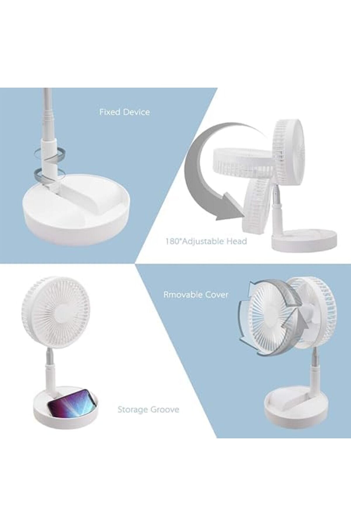 4 Modlu Şarjlı Katlanabi̇li̇r Yükselti̇lebi̇li̇r Taşınabi̇li̇r Teleskopi̇k Fan Vanti̇latör Ön Kapak Çıkabi̇li̇r