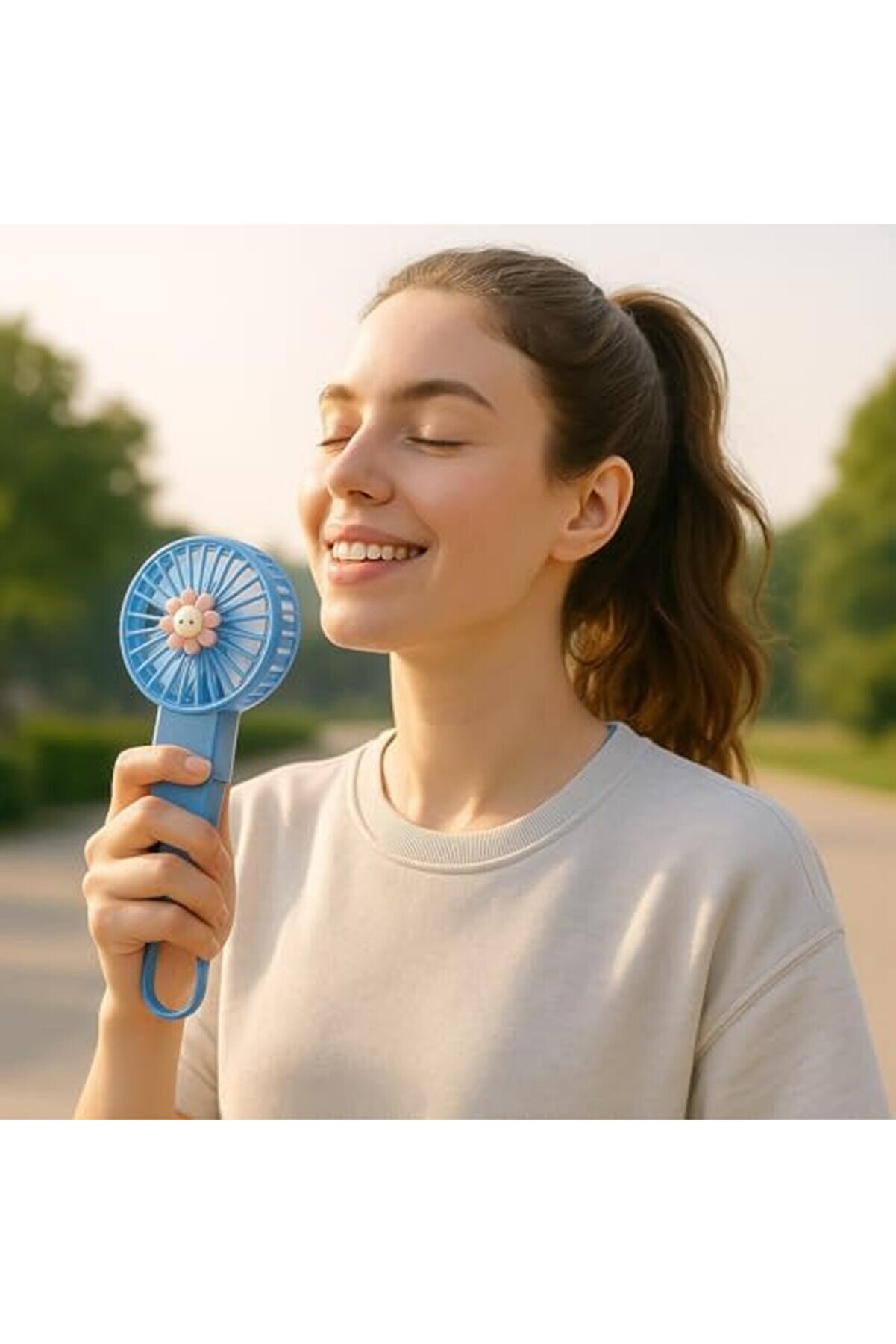 Modashi̇ne Taşınabi̇li̇r Mi̇ni̇ Usb Fan Led Işıklı Masa &Uuml;st&uuml; 3 Kademeli̇ Dahi̇li̇ Işık Şarj Edi̇lebi̇li̇r Mi̇ni̇