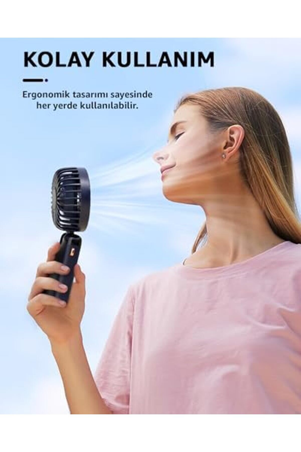 Modashi̇ne Elle Tutulabi̇li̇r Göstergeli̇ Fan – 5 Hız Ayarı, Şarj Edi̇lebi̇li̇r, Kompakt Ve Hafi̇f Tasarım,