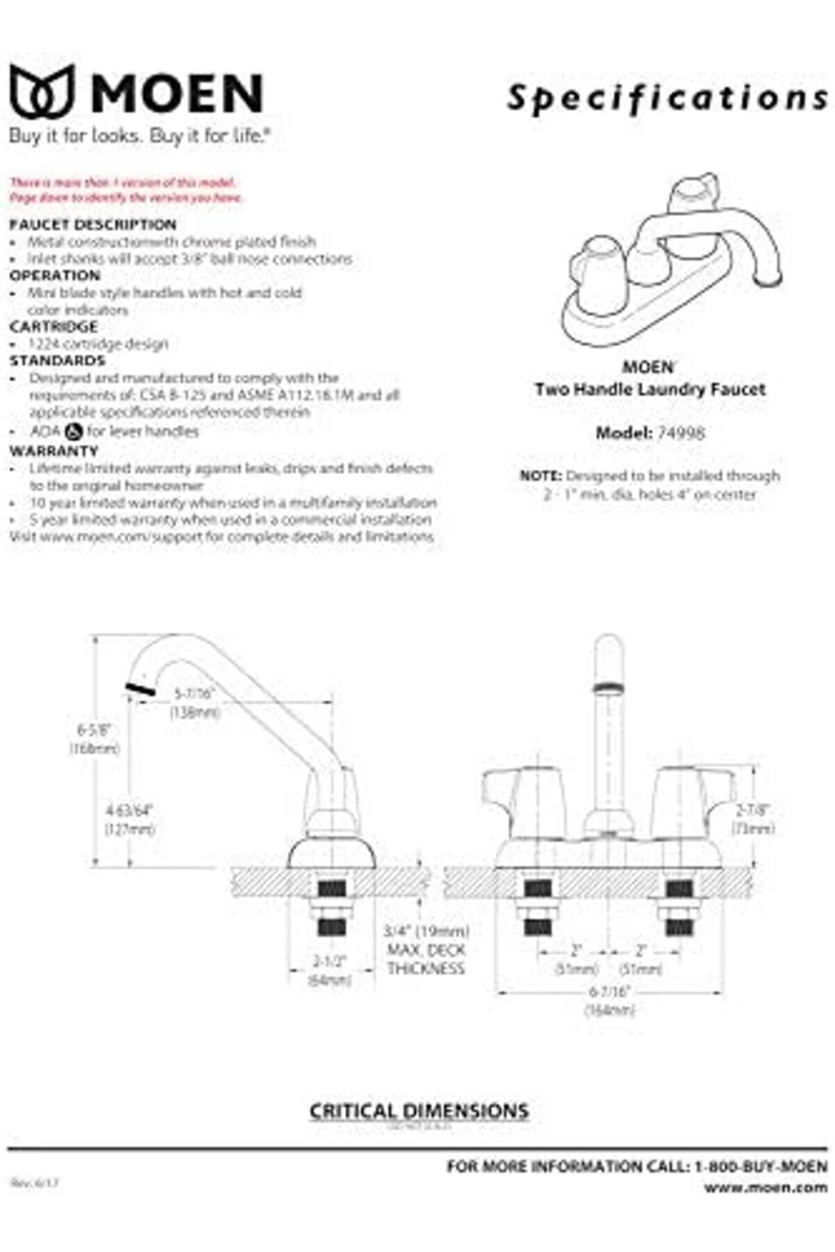 74998 Chateau İki̇ Saplı 4 İnç Yardımcı Programı Veya Çamaşır Lavabo Bataryası, Krom 978262