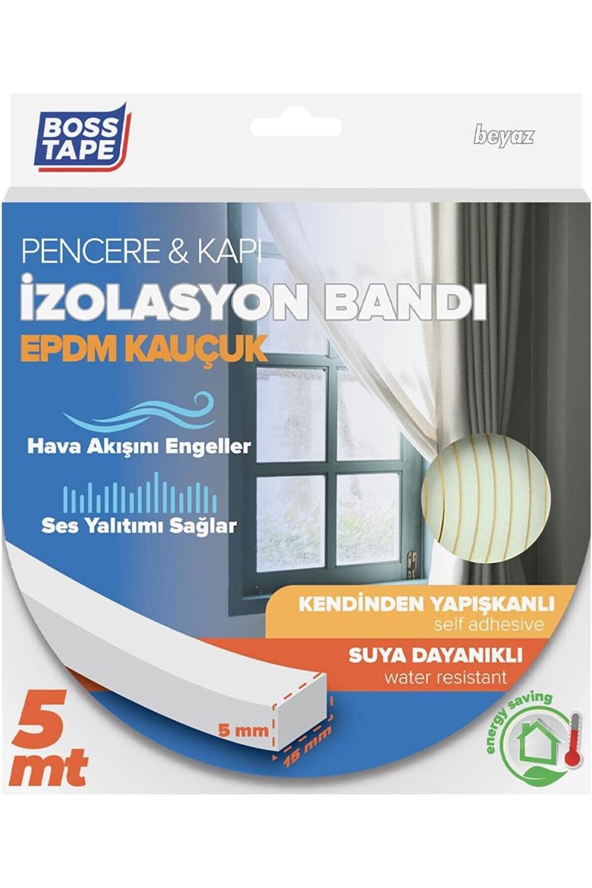STOREMAX modashine Tape EPDM Kauçuk Pencere Kapı İzolasyon Bandı Beyaz 5mmX15mmX5mt modascope 1014773