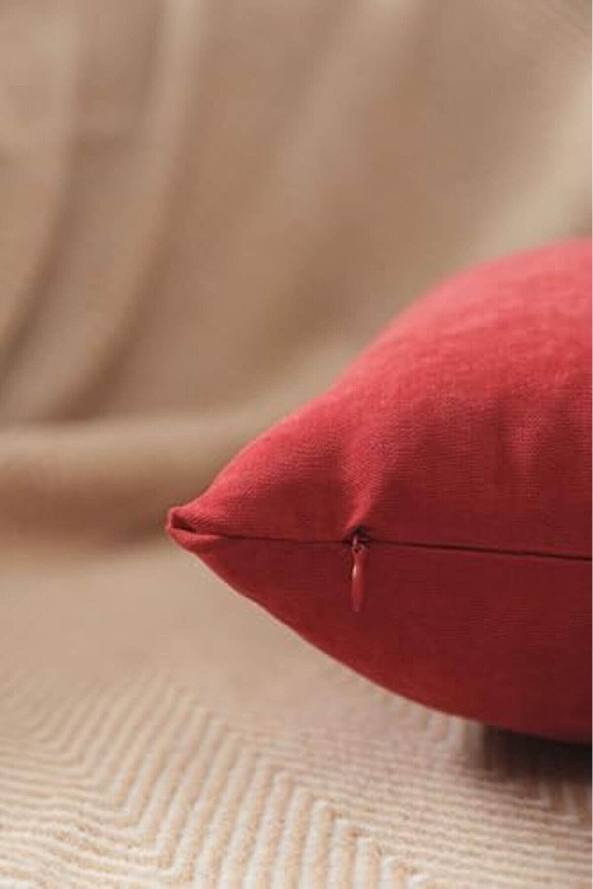 Kırmızı Sade Panorama Kırlent Kılıfı &Ccedil;ok Farklı Renk Se&ccedil;eneği̇yle, 50 X 50 1014773